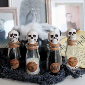 Make these Halloween potion jars in minutes! Free printable label as well!