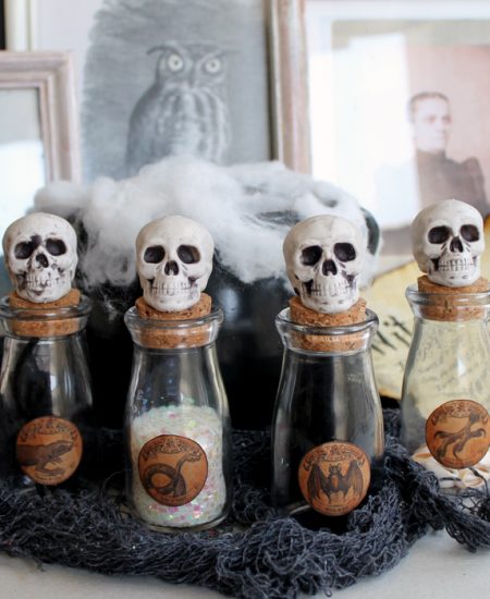 Make these Halloween potion jars in minutes! Free printable label as well!
