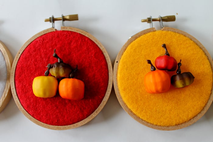 examples of finished autumn embroidery hoop craft