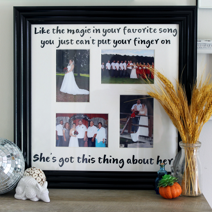 Song Lyric Wedding Frame completed