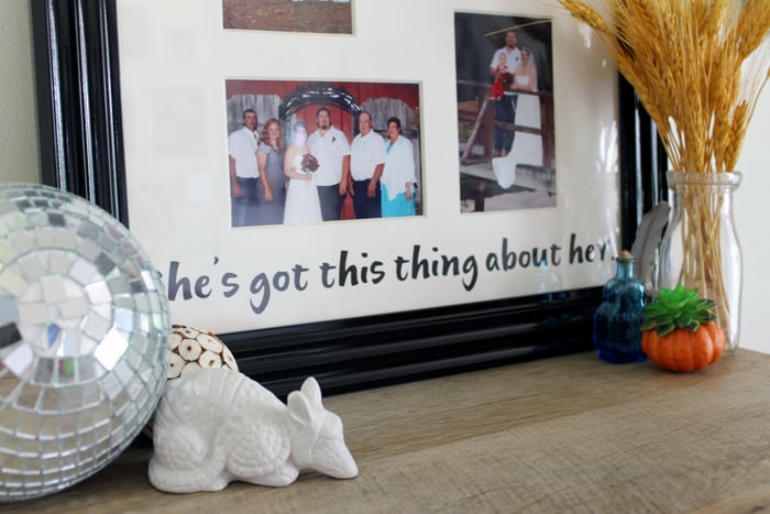 Side photo of Song Lyric Wedding Frame