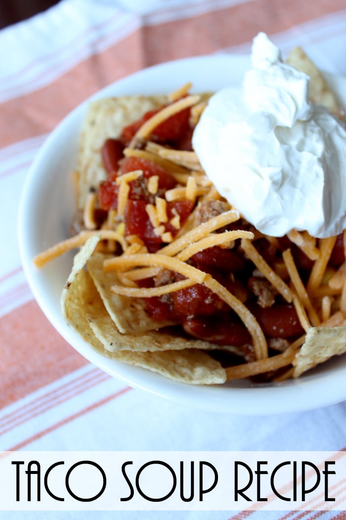 This taco soup recipe is perfect for those cool nights!