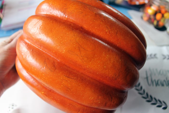 one artificial pumpkin