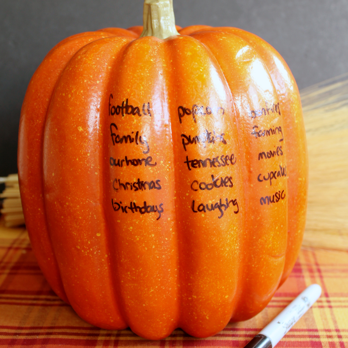 thankful pumpkin with words