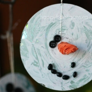 CD Snowman Ornaments for Kids to Make by Happy Hooligans