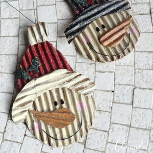 Corrugated Cardboard Snowman Ornaments by Crafts by Amanda
