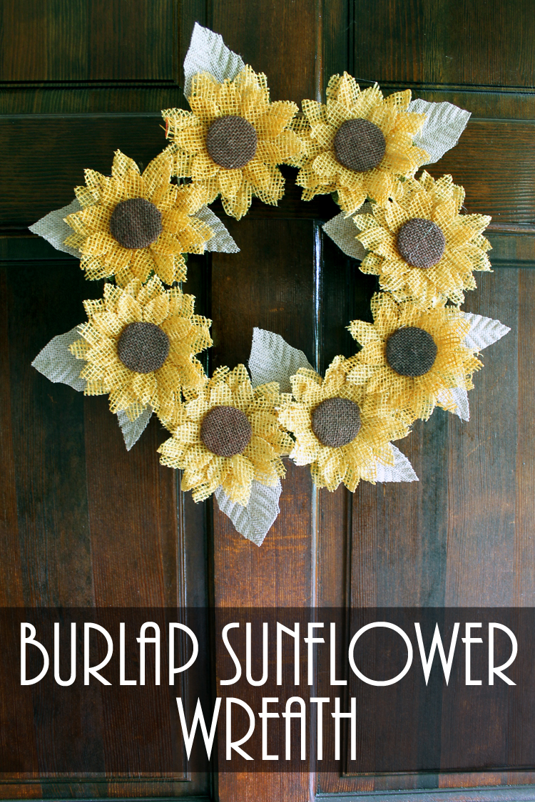 Burlap sunflower wreath craft Pinterest image