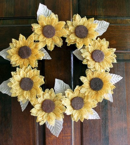 Make this awesome burlap sunflower wreath for fall, summer, or anytime of the year!