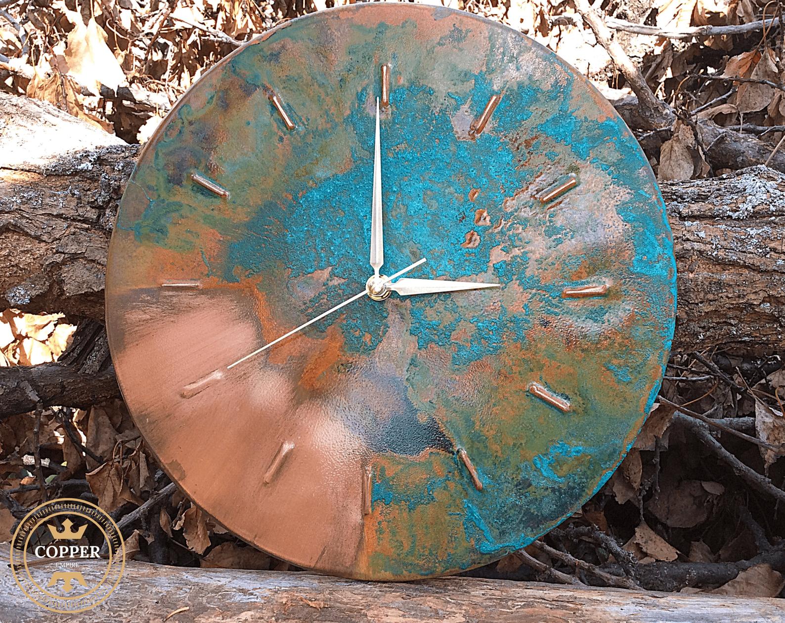 copper patina clock