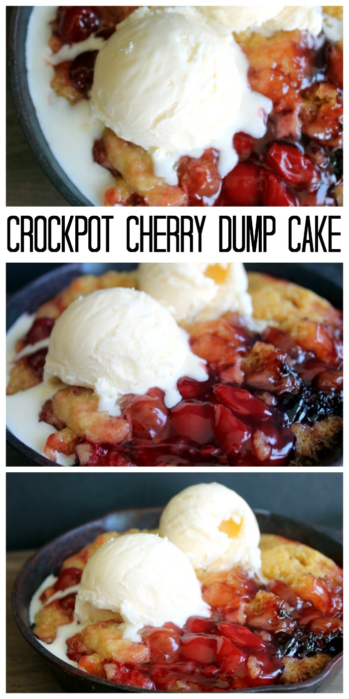 Crockpot cherry dump cake recipe in a slow cooker! A fabulous slow cooker dessert recipe!