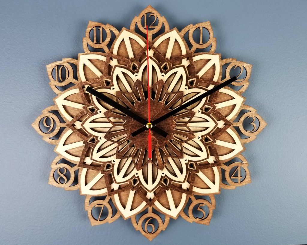 layered wood design clock