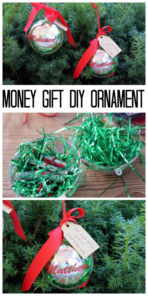 Money Gift DIY Ornament - give the gift of money for Christmas with this cute gift idea!