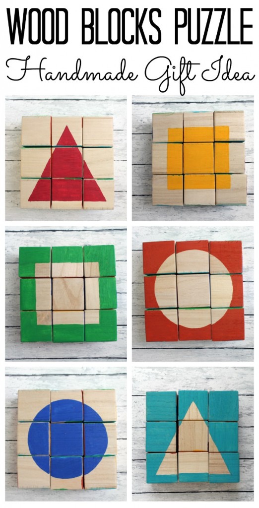 Wood Blocks Puzzle - handmade gift idea for any holiday! Perfect for toddlers and pre-schoolers!