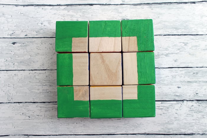 green painted blocks