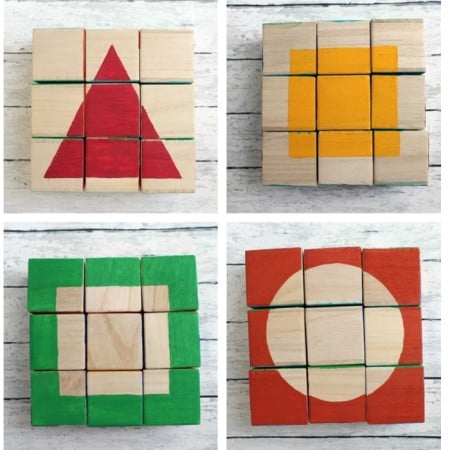 Wood Blocks Puzzle - handmade gift idea for any holiday! Perfect for toddlers and pre-schoolers!