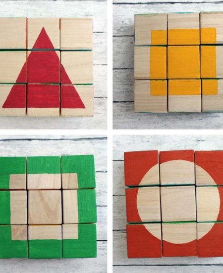 Wood Blocks Puzzle - handmade gift idea for any holiday! Perfect for toddlers and pre-schoolers!