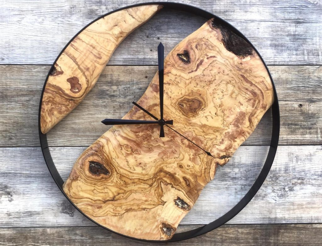 wood slice wall clock