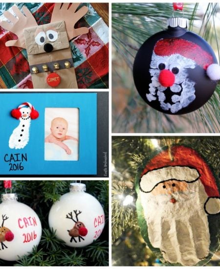 Christmas crafts for kids using prints - hand, foot, and finger print ideas!