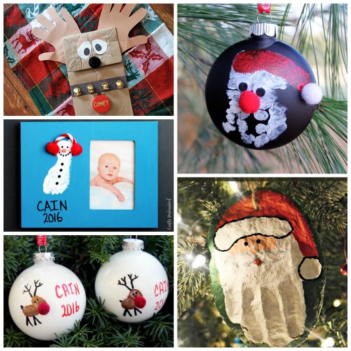 Christmas crafts for kids using prints - hand, foot, and finger print ideas!