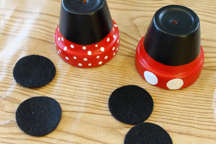 adding ears to mouse ornaments