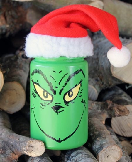 Make this Grinch mason jar for your Christmas decor! Perfect for a gift in a jar!