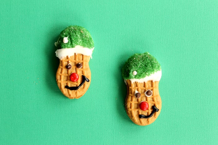 elf christmas cookies on green surface