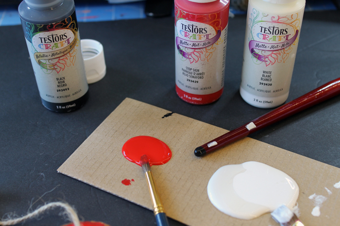 paint on cardboard for Santa wood slice Christmas ornament