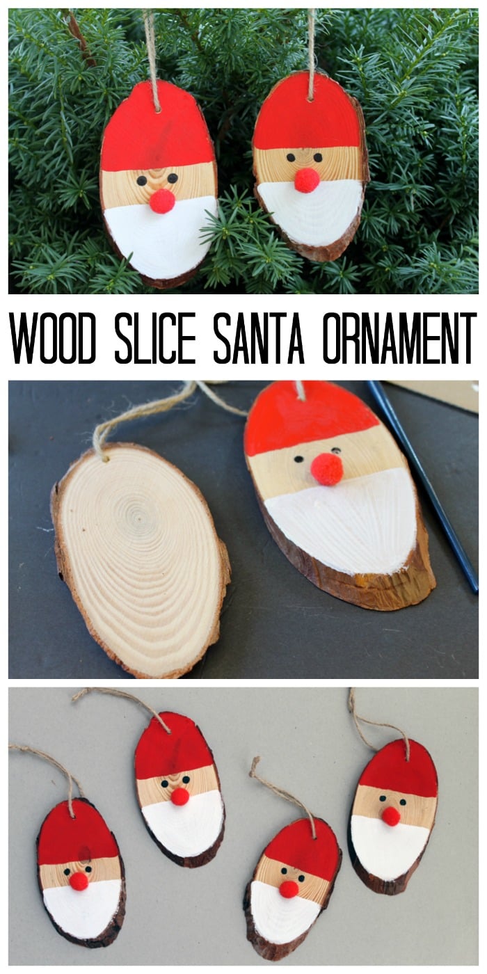 Santa wooden ornaments Pin image
