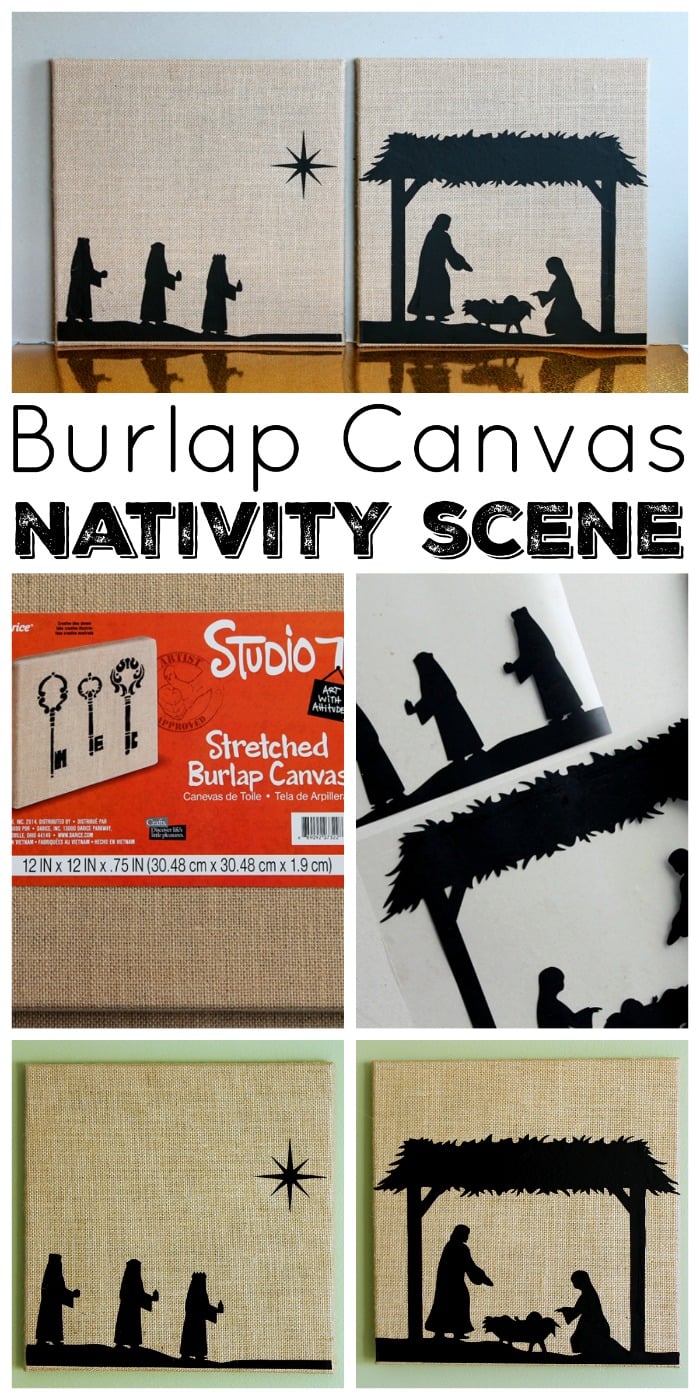 burlap canvas nativity