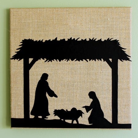 Make a burlap canvas with nativity scene for your home! Gorgeous Christmas art for your walls with the real meaning for the season!