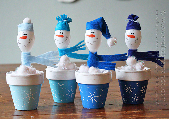 snowman clay pots