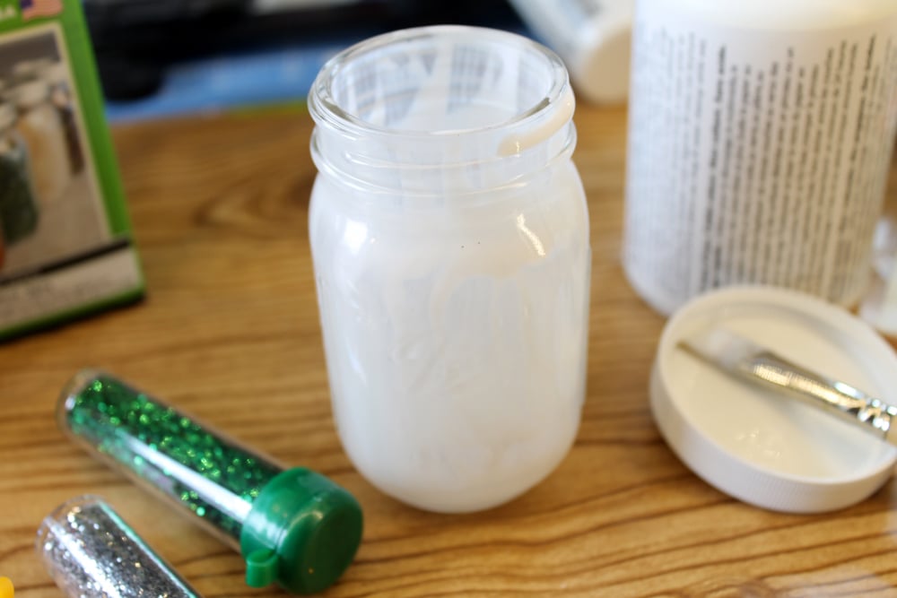 coating glass jar with decoupage medium