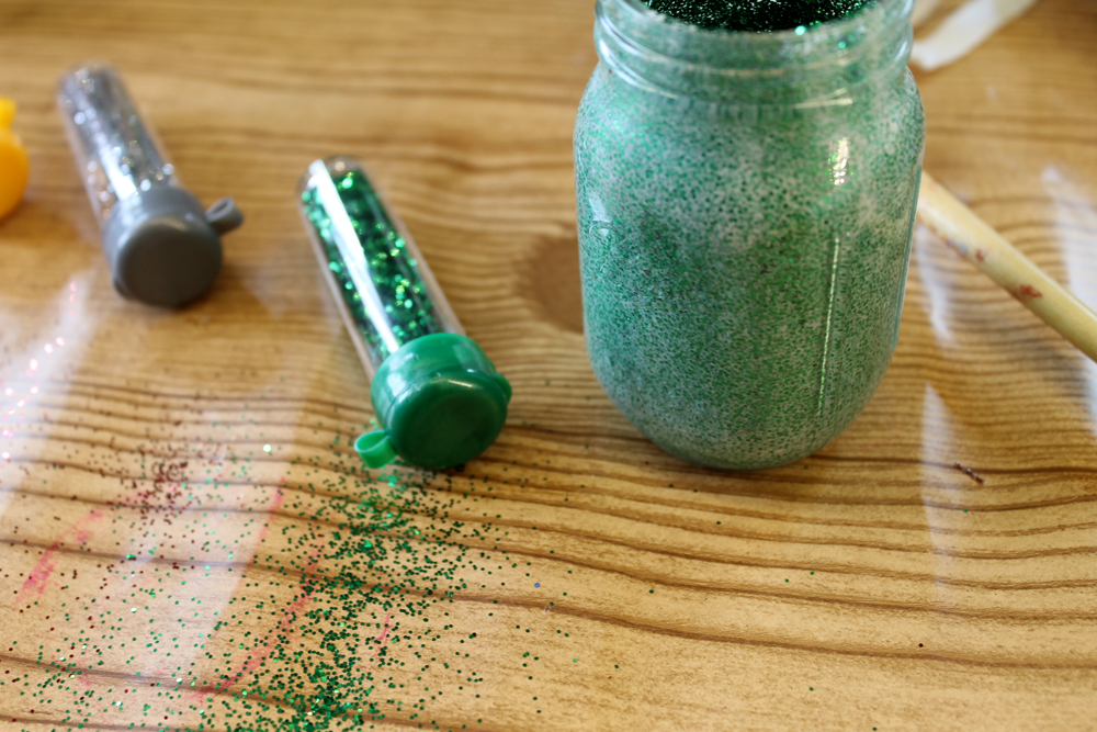 adding glitter to decoupage