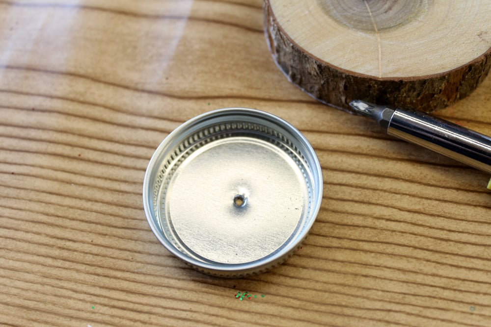 Adding a hole to the mason jar lid