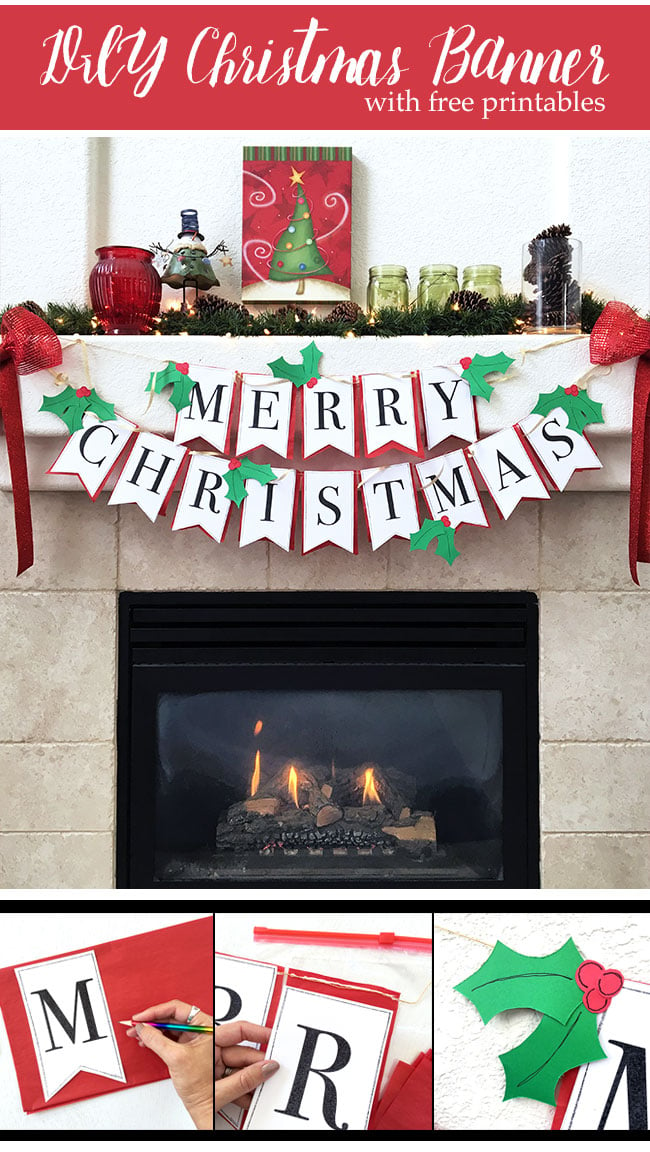 DIY Christmas Banner with Free Printable - The Country Chic Cottage