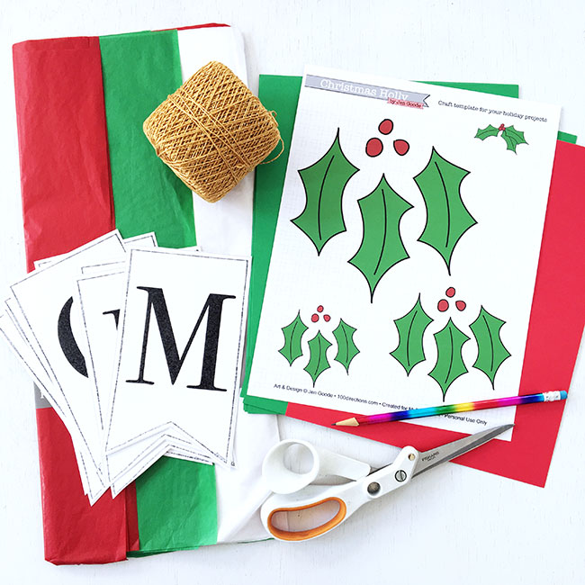 Supplies to make your own Christmas Banner