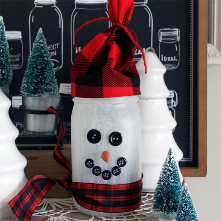 Make this snowman jar luminary for your home or as a gift idea!