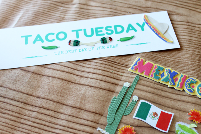 adding stickers to taco lover gift