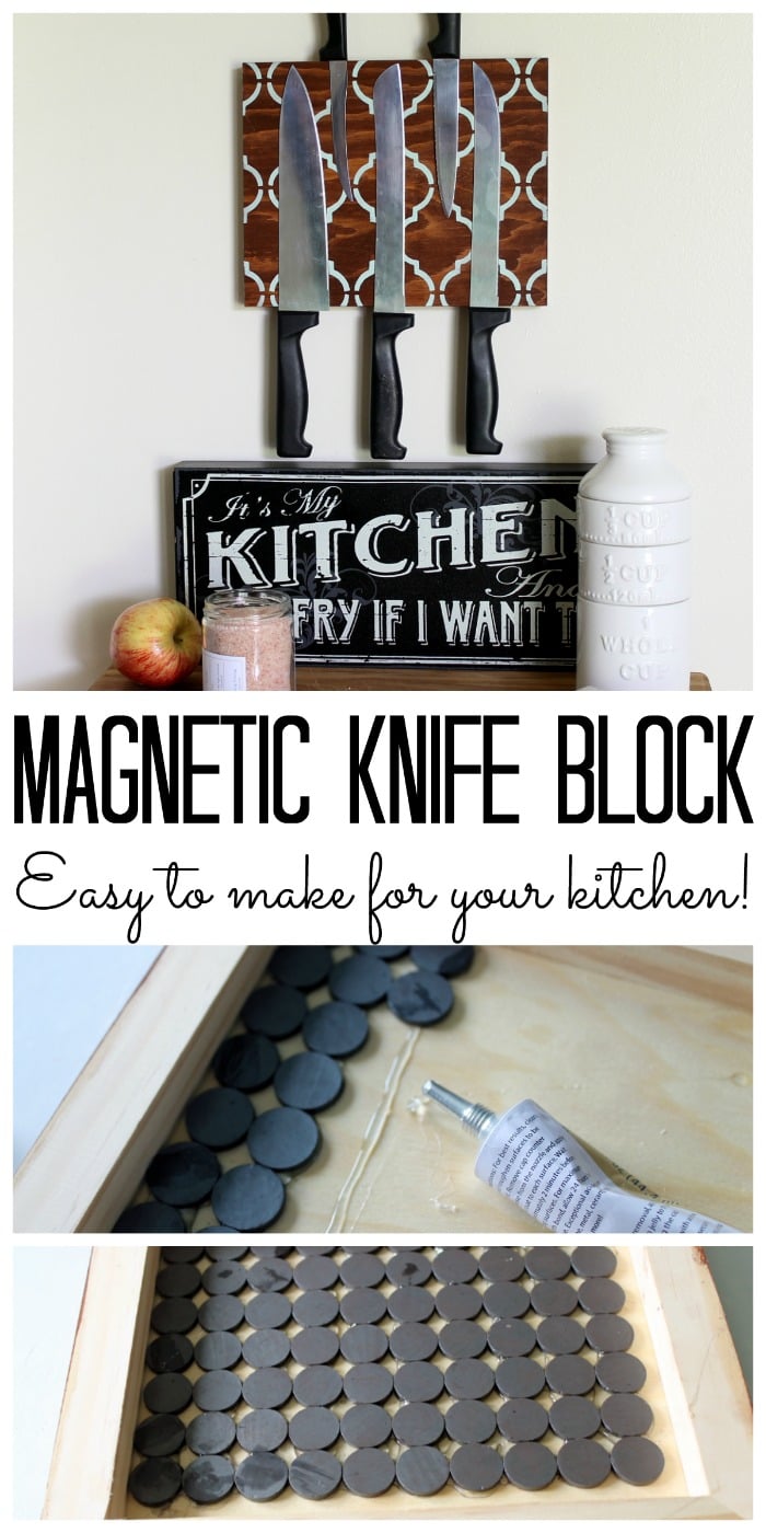 Make a magnetic knife block for your kitchen! A great way to organize your knives in plain sight and out of the way!