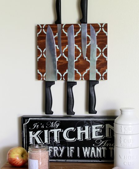 Make a magnetic knife block for your kitchen! A great way to organize your knives in plain sight and out of the way!