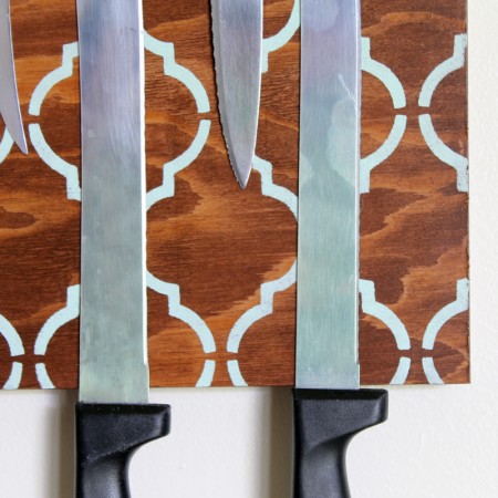 Make a magnetic knife block for your kitchen! A great way to organize your knives in plain sight and out of the way!