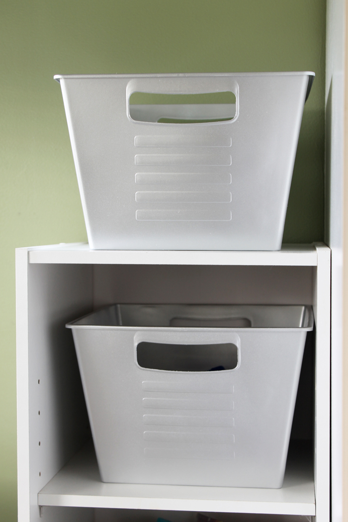 Turn Dollar Store Bins into Stylish Storage - Domestically Speaking