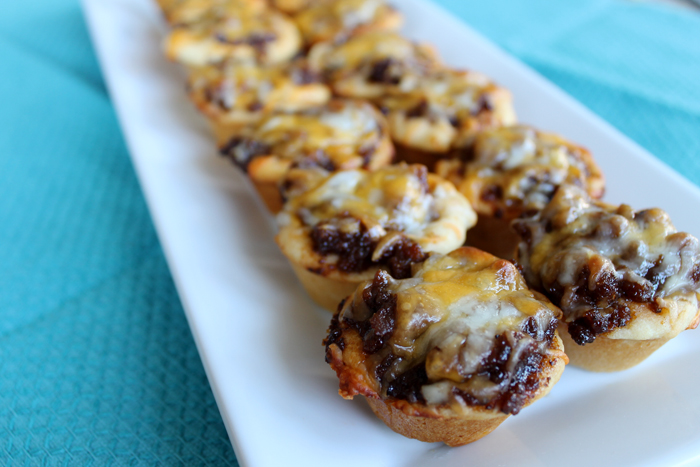 Appetizer recipe for mini sloppy joe bites. Make in a mini muffin tin for any party!