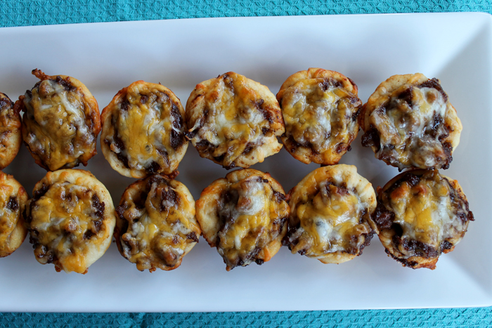 Appetizer recipe for mini sloppy joe bites. Make in a mini muffin tin for any party!