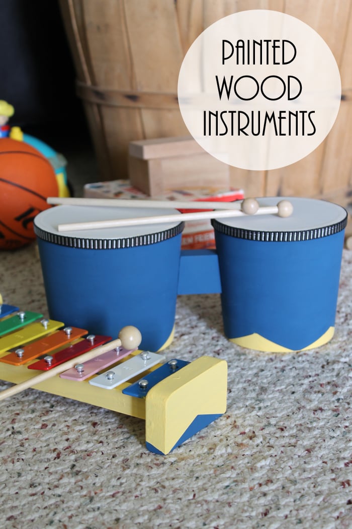 Painting toy wood instruments makes a great gift idea that is inexpensive and perfect for kids!