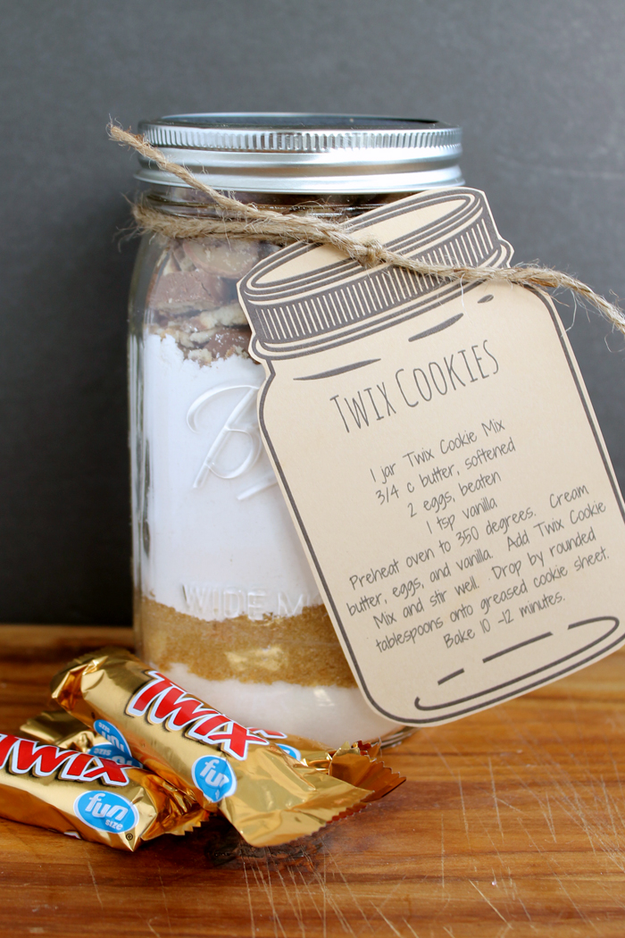gift in a jar with candy bars