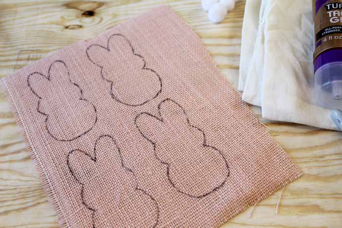 bunny shape on burlap