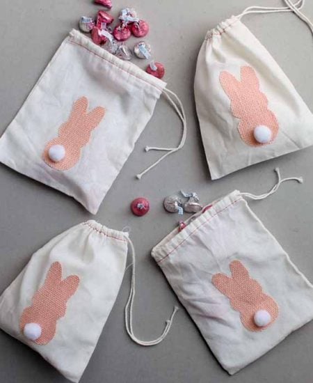 Make these burlap bunny treat bags for Easter! Cute and easy to make!