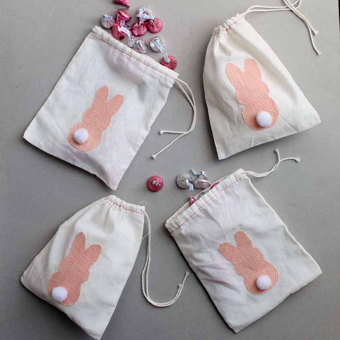 Make these burlap bunny treat bags for Easter! Cute and easy to make!