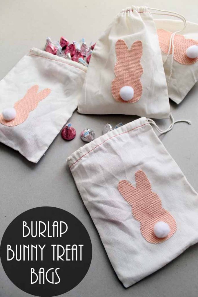 Make these burlap bunny treat bags for Easter! Cute and easy to make!